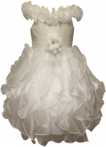INFANT GIRL DRESS W/ BROACH (0515652) IVORY